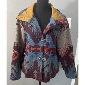 Woolrich Wool Aztec Coat Womens XL Tall Lined Southwest Fireman Jacket